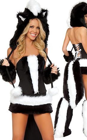 Luxurious Sexy Skunk Corset with Black and white fur